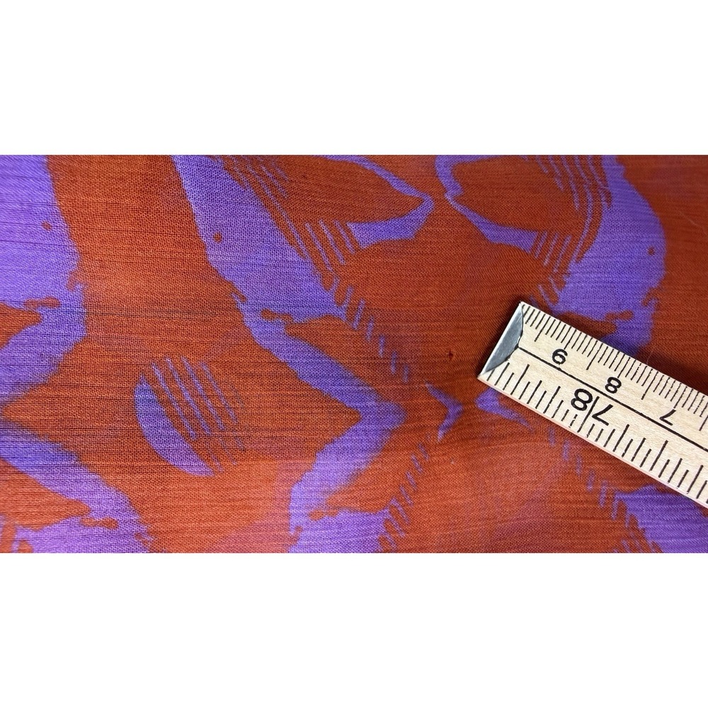 Volcom‎ Sheer Button Front Blouse Orange Purple Abstract Print Lightweight Shirt - Picture 12 of 13